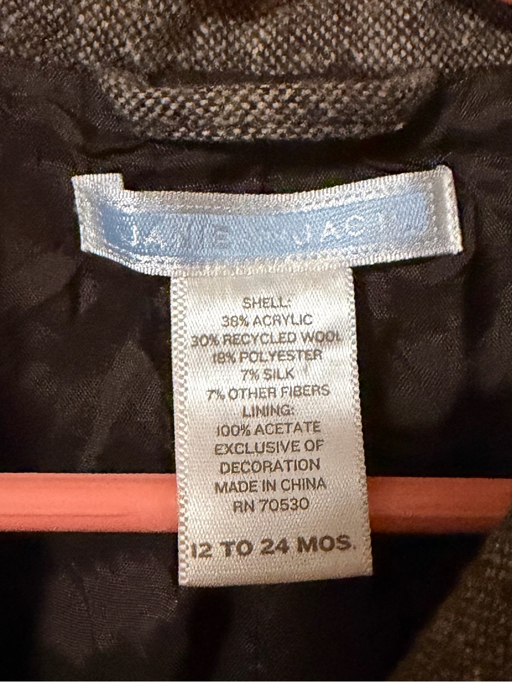 Janie and Jack Children's Classic Brown Tweed Wool Silk Blend Blazer Jacket - Picture 3 of 3